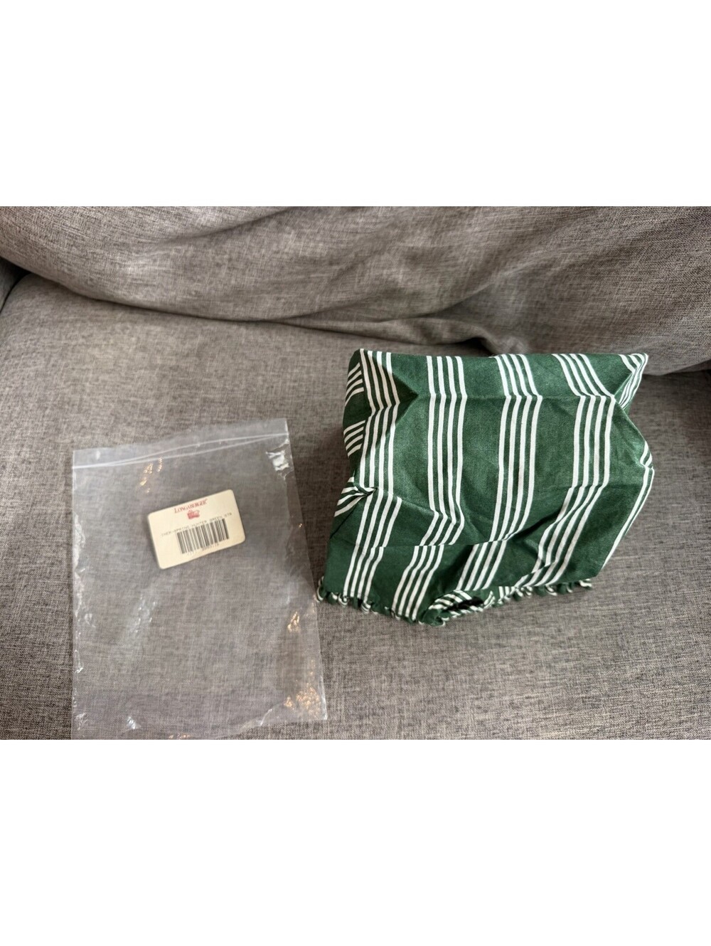 Longaberger Spring Basket Fabric Liner In Hunter Green Stripe New
